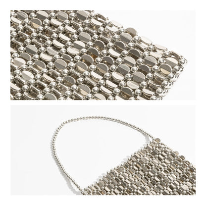 Handmade Bead Bag Bead Glitter Woven Phone Bag Luxury Bags for Women Shiny Sequins Shoulder Crossbody Bag Evening Hobos