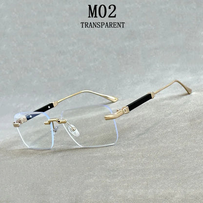 Designer Sunglasses For Men Vintage Rimless Sunglasses Women Trendy Luxury Square Fashion Glasses Vintage Gafas De Sol Hombre