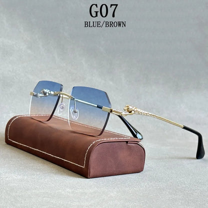 Rimless Sunglasses Women 2024 Luxe Vintage Designer Sunglasses For Men Retro Fashion Glasses De Sol Mujer Lunette Soleil Femme