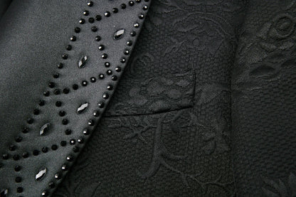 2025 High End Light Luxury Jacquard Hot Diamond Green Fruit Collar Wedding Suits for Men,Black/white Mens Evening Dress 2 Piece