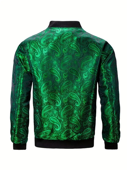 Gold Paisley Jacket Men's Clothing 3D Printed Colorful Long Sleeve Zipper Jackets Luxury Graphic Street Trend Autumn Bomber Coat