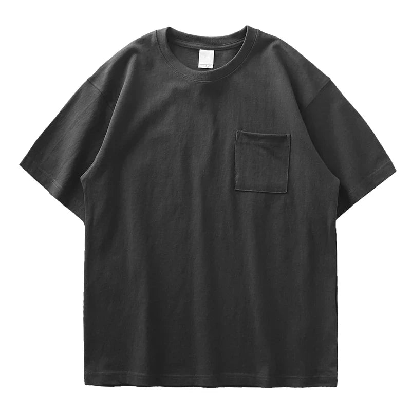 320gsm Heavy Short-Sleeved T-Shirt Men's Summer Vintage Half-Sleeve Pure Cotton Tees White Tops for Unisex