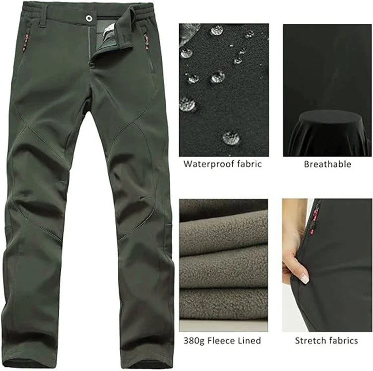 Women's Outdoor Hiking Pants Fleece Slim Soft Shell Snow Ski Pants Trekking Waterproof Windproof Winter