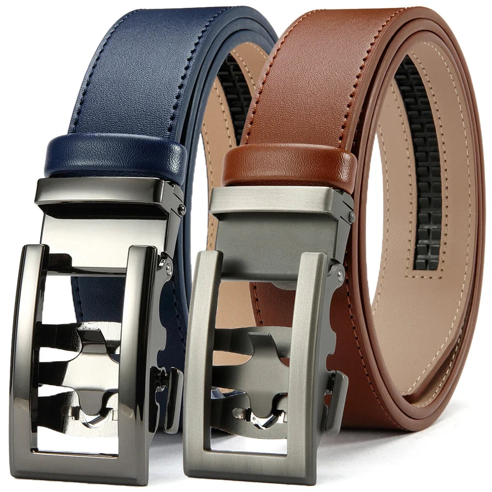 DOOPAI New Mens Belt Hollow Automatic Mens Belt Genuine Leather Luxury Belt  For Men Belt Male Strap Male Metal Automatic Buckle