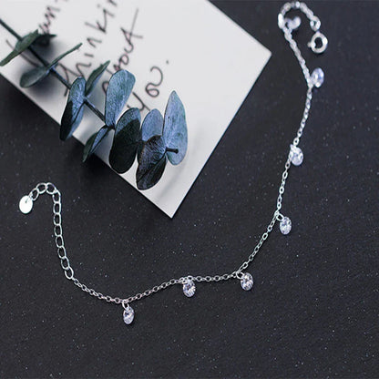 925 Sterling Silver Clear CZ Shining Chain Bracelet Geometric Lobster Lock Bracelet for Women Fashion Female Jewelry