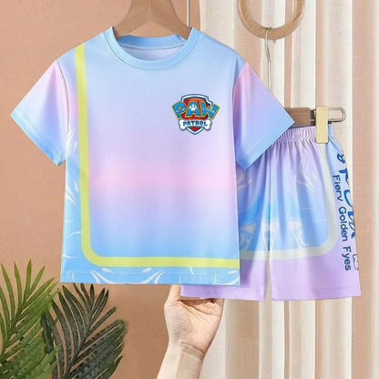 SUMMER Breathable Mesh Children Casual Outfits PAW Patrol Printed Boys Basketball Football Clothes Sets T Shirt Shorts 2pcs New
