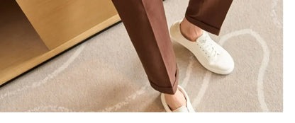 British Style Naples Men's High-end Linen Pants High Waist Straight Slim Fit Casual Trousers High Quality Solid Social Suit Pant