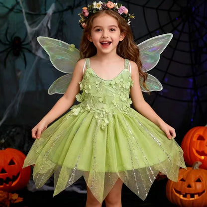 Children Fancy Girls Elf Cosplay Fairy Princess Dress For Kids Carnival Birthday Party Gift Halloween Christmas Dress Up Costume