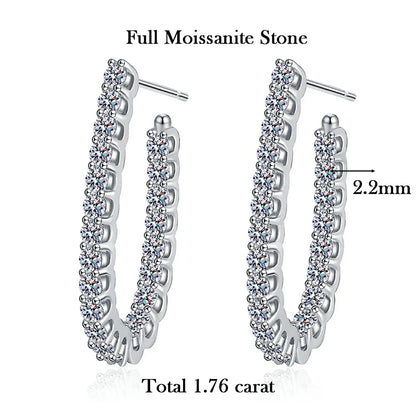 2.2mm Full Moissanite Hoop Earrings S925 Sterling Silver Sparkling Diamond Stud Earring With Certificate Original Fine Jewelry