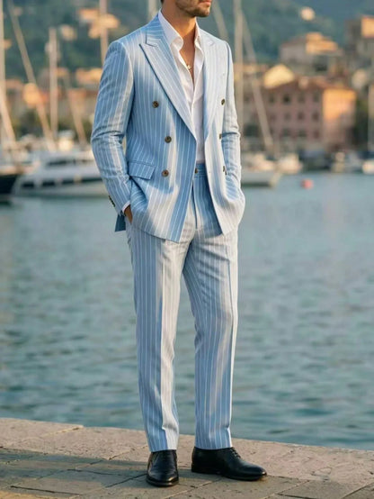 Men's Suit Sets Men's Striped Suits Dress Pants for Business Dinners and Weddings
