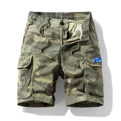 Men's Casual Washed Cotton Cargo Shorts Multi-Pocket Durable Knee-Length Work Shorts Pantaloncini Uomo Camouflage Roupas Hombre