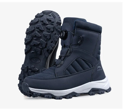 Mens Snow Boots Thickened Velvet Winter Boots Rotating Buckle Design Mid-calf Boots Plush Warm Cotton Shoes for Men Botas Hombre