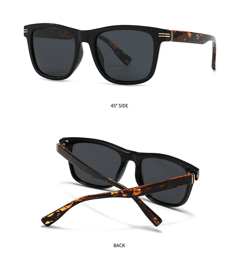 Trending Square Men Punk Rivets Sunglasses Retro Dark Green Eyewear Women Shades UV400 Polarized Sun Glasses