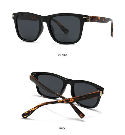 Trending Square Men Punk Rivets Sunglasses Retro Dark Green Eyewear Women Shades UV400 Polarized Sun Glasses