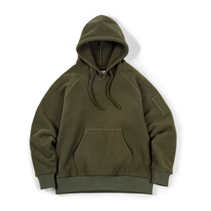 2024 Autumn Winter Casual Heavyweight Hoodie Men's Black Versatile Thickened Fleece Pullover Loose Warm Hooded Sweatshirt