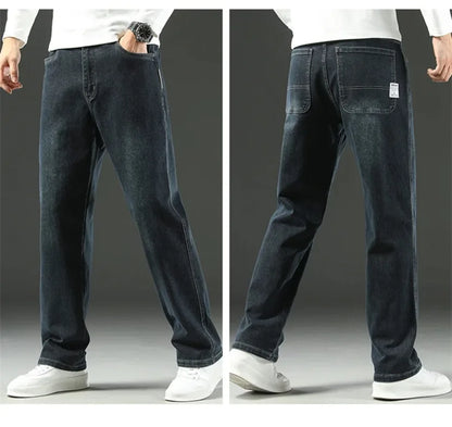 2026 New Spring and Autumn Men's Jeans, Loose, Comfortable, Straight, Business Casual, Versatile Wide-leg Business Trousers