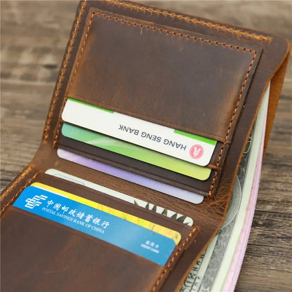 Men's Crazy Horse Leather Wallet, Genuine Leather Wallet, Card Bag, Simple Retro European and American Style, Mens Purse 2026