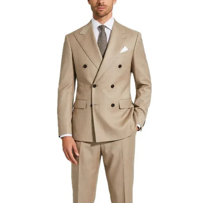 Men Double Breasted Suits 2 Pieces Slim Fit Wedding Tuxedo Premium Formal Blazer with Pants Prom Party Groom Office Wear