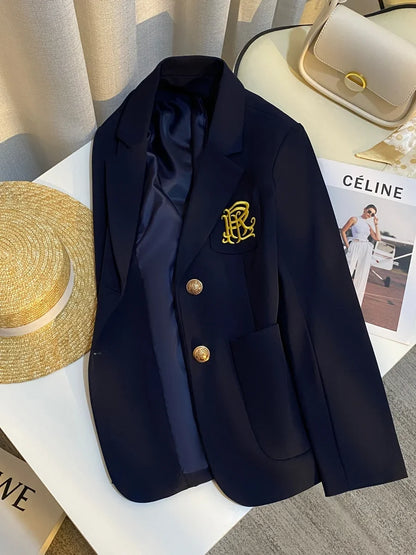 Spring 2026 New Sle Embroidered Women's Suit Jaet Commute Design High-End Feelings Korean Version Long Sve Casual Wear