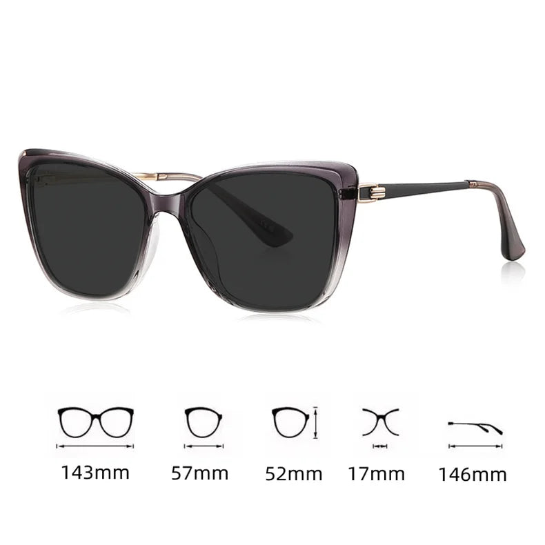 Ladies' Big Frame Brand Design Anti UV Myopia Sunglasses with Diopter 0 -0.5 -1.25 -1.5 -2.0 -2.25 -2.5 -2.75 -3.0 -3.5 ~ -6.0