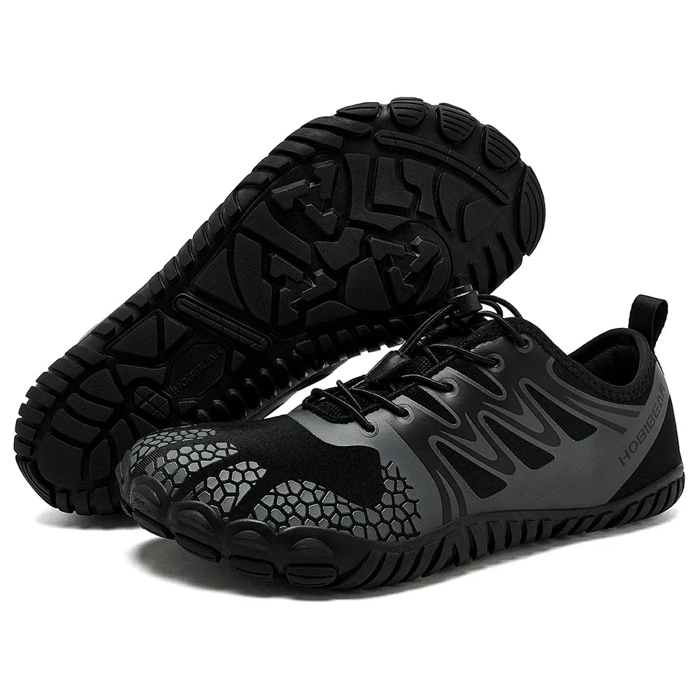 Wide Toe Barefoot Shoes for Unisex Artificial Leather Outdoor Walking Sneakers Zero Drop Minimalist Elastic Band Shoes