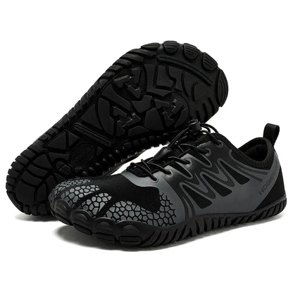 Wide Toe Barefoot Shoes for Unisex Artificial Leather Outdoor Walking Sneakers Zero Drop Minimalist Elastic Band Shoes