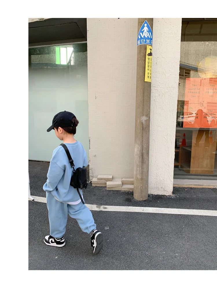 Spring Autumn Baby Boys Plain Patchwork Sweatshirt+Sweatpant School Kids 2PCS Tracksuit Child Jogger Outfit Workout Set 1-12Yr