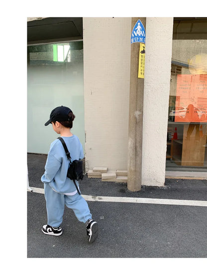 Spring Autumn Baby Boys Plain Patchwork Sweatshirt+Sweatpant School Kids 2PCS Tracksuit Child Jogger Outfit Workout Set 1-12Yr