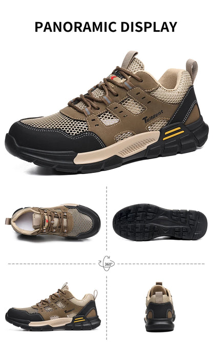 Men's safety shoes, anti smashing and anti stabbing work shoes, lightweight and breathable safety boots, tactical boots