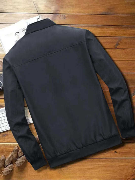 Men's Spring and Autumn New Casual Jacket 2024 New Solid Color Trend Business Casual Commuter Easiest for Match Coat Fashion Sta