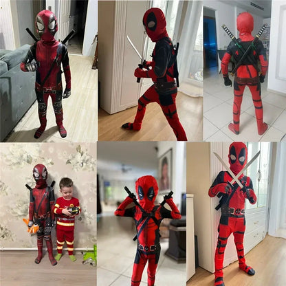 Movie Superhero Costume for Kids Justice Hero Bodysuit Halloween Mask Performance Costume Toddler Party  with Toy Gift