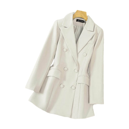 2026 New Women's Double-Breasted Pure Color Commute Suit Jacket Korean Style Compact Youthful Buttoned Miniature Western Coat