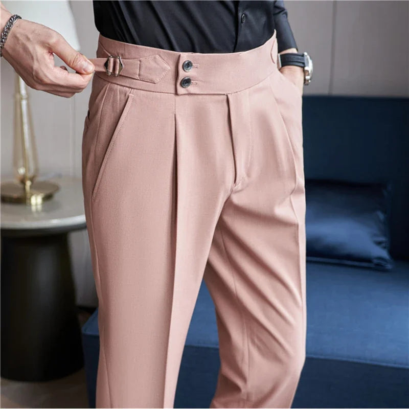 High-quality 2024 Men's Naples Trousers, Men's High-waisted Casual Pants Slim-fit Suit Trousers 28-38 Classic Formal Dress Pants