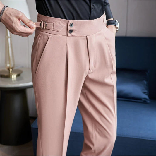 High-quality 2024 Men's Naples Trousers, Men's High-waisted Casual Pants Slim-fit Suit Trousers 28-38 Classic Formal Dress Pants