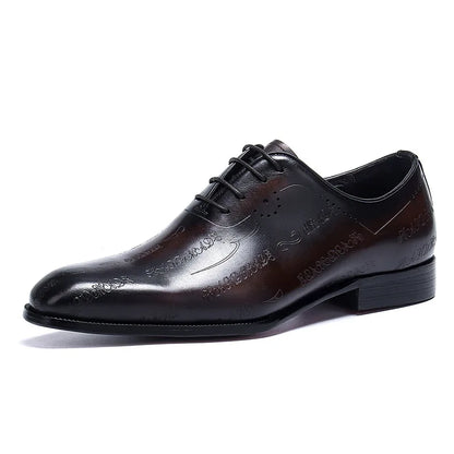 Men's Business Dress Leather Shoes Genuine Leather Shoes Full Cowhide British Laser Engraving Pattern Men's Wedding Shoes 37-46