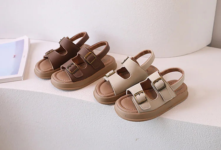 Kids Sandal 2024 New Summer Sandals for Boy Fashion Girls Thick Bottom Causal Sandals Children Beach Shoes Open-toe Hook Loop