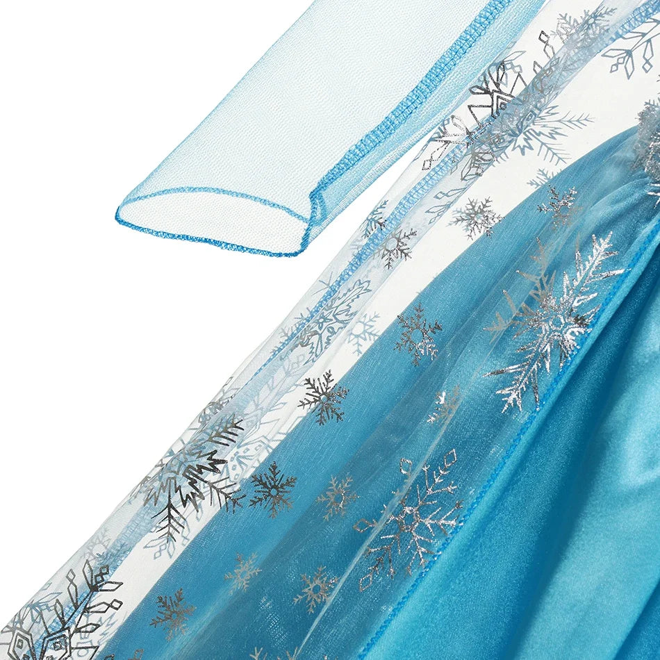 Girls Cosplay Snow Queen Elsa Snowflake Cape Costumes Kids Carnival Party Prom Gown Children Clothes Elsa Princess Dresses