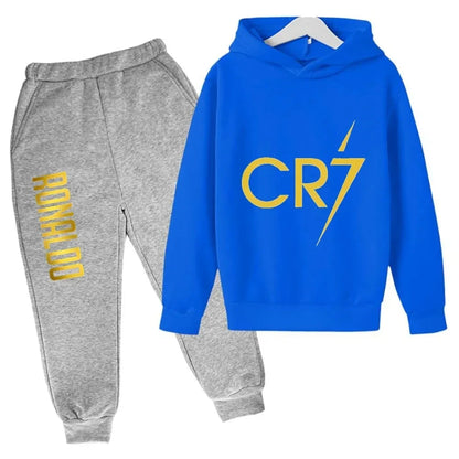 Ronaldo CR7 Print Football Idol Clothing Children Hoodie 2pcs Set Pants Suit Kids Boys Tracksuit Girls Clothing Sport Tracksuits