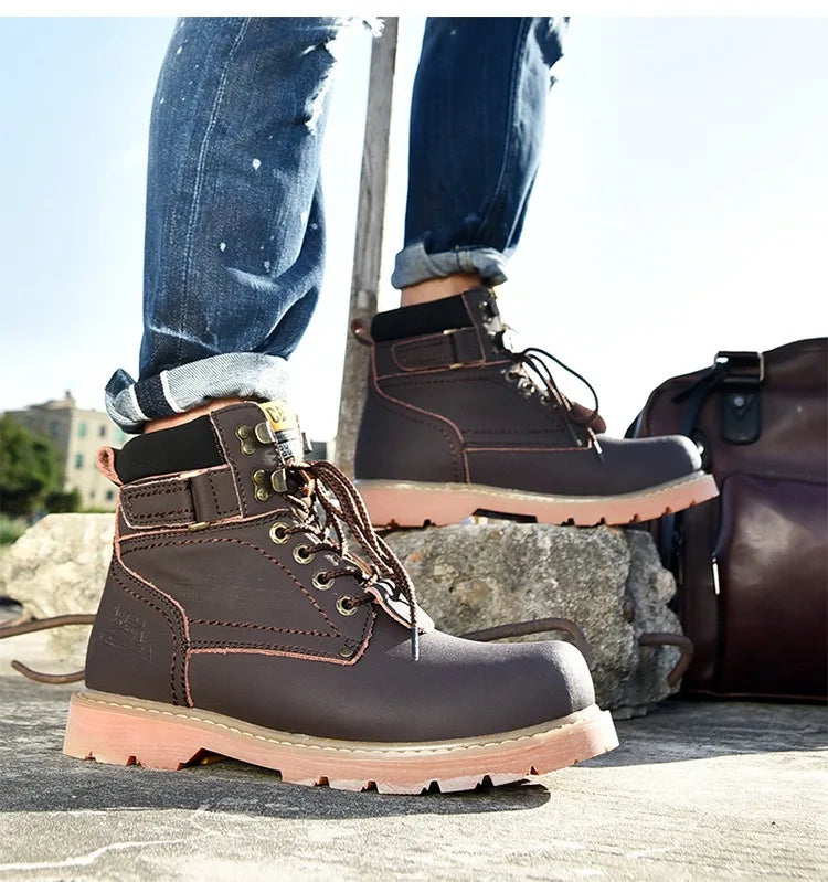 Genuine Leather Mens Women Winter Ankle Military Treking Snow Yellow Tactical Boots Outdoor for Men Work Shoes Sneakers