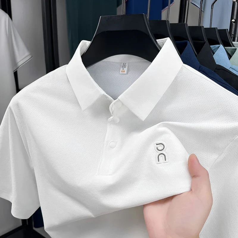 New Men's Short sleeved Printed Polo Shirt Summer Luxury Brand Fashion Business Cool Anti wrinkle Lapel T-shirt Top Men's Wear