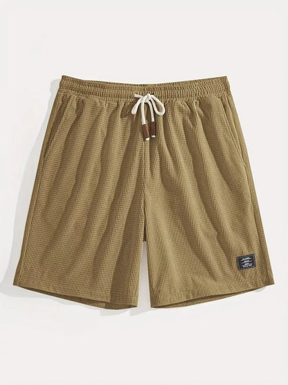 Men's Waffle Texture Shorts Summer Casual Sports Plus Size Loose Fit Knee-Length Shorts Male Oversized Streetwear Beach Pants