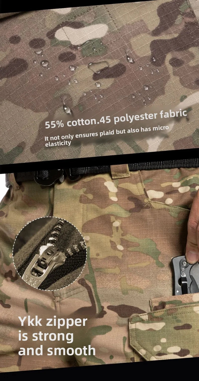 Tactical Combat Pants Men streetwear Camouflage Cargo Pants Army Work Waterproof  Trousers Urban Casual Pants