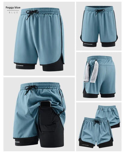 Men Running Shorts Gym Sports 2 in 1 Camo Quick Dry Workout Training Gym Fitness Jogging Short Sweatpants Summer Men Sportswear