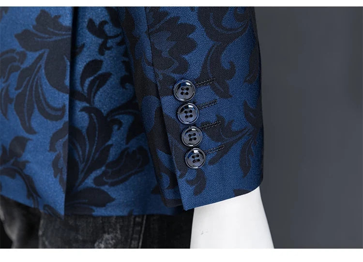 British Style Luxury Jacquard Blazers Men Clothing 2022 Business Slim Fit Casual Suit Coat Men Groom Wedding Suit Printed Blazer