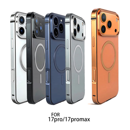High End Magnetic Original Color Backplate Phone Case, For IPhone 17 Pro 17 Promax Metal Frame Anti Drop Protection Hard Case