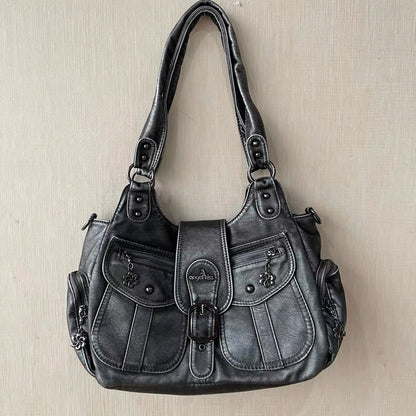 Vintage Women Handbags PU Shoulder Bag Satchel Top-handle Shoulder Bag Fashion Dumpling Pack Multi-pockets Shoulder Bags