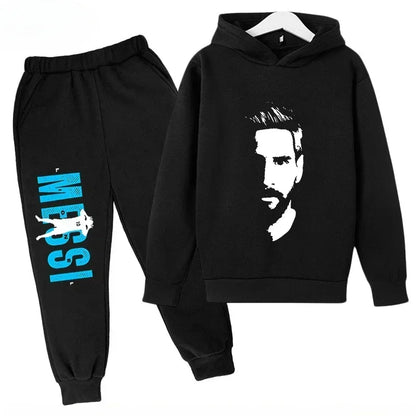 Messi Print Children's Set Sports Hoodie Pants Suit 2pcs Set Boys Girls Baby Kid Clothing Casual Fashion Autumn Winter sportsuit