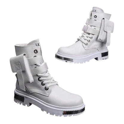 ABOORUN Men's White Boots