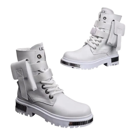 ABOORUN Men's White Boots