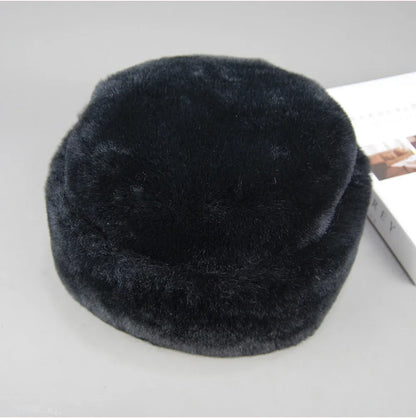 New Winter Outdoor Women Fake Real Rabbit Fur Hat Natural Warm Rabbit Fur Bomber Hats Male Quality Fake Rabbit Fur Caps